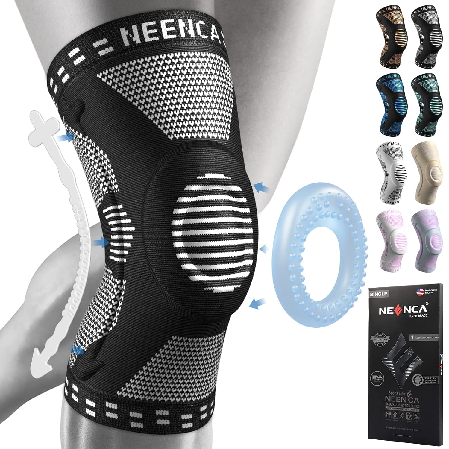 Best Mart Knee Brace with Patella Gel Pad & Side Stabilizers – Pain Relief & Support